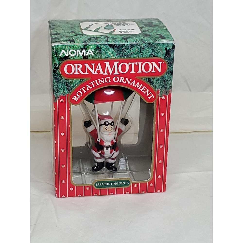Vntg. 1989 Noma OrnaMotion Parachuting Santa‎ Rotating Ornament #1295648 (#2347)